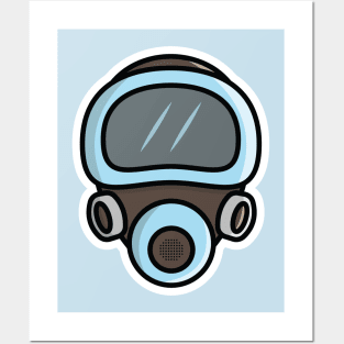 Full Face Gas Mask Sticker vector illustration. People safety objects icon concept. Full face respirator mask for smoke protection sticker design logo. Posters and Art